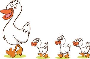 ilustração do fofa desenho animado gansos e frango Fazenda animal personagens vetor