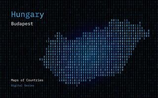 Hungria mapa mostrando dentro binário código padronizar. matriz números, zero, um. mundo países vetor mapas. digital Series