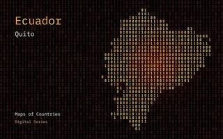 Equador mapa mostrando dentro binário código padronizar. tsmc. matriz números, zero, um. mundo países vetor mapas. digital Series