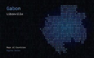 Gabão mapa mostrando dentro binário código padronizar. matriz números, zero, um. mundo países vetor mapas. digital Series