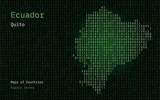 Equador mapa mostrando dentro binário código padronizar. tsmc. matriz números, zero, um. mundo países vetor mapas. digital Series