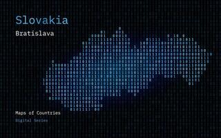Eslováquia mapa mostrando dentro binário código padronizar. matriz números, zero, um. mundo países vetor mapas. digital Series