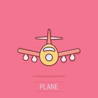 avião ícone dentro quadrinho estilo. avião desenho animado vetor ilustração em isolado fundo. voar avião respingo efeito o negócio conceito.