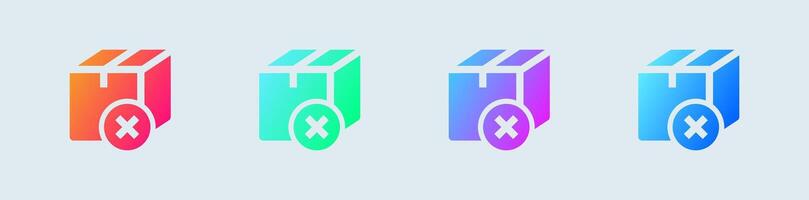 cancelar pacote sólido ícone dentro gradiente cores. Entrega sinais vetor ilustração.