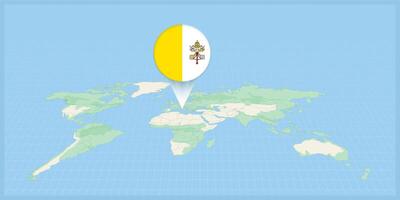 localização do Vaticano cidade em a mundo mapa, marcado com Vaticano cidade bandeira alfinete. vetor