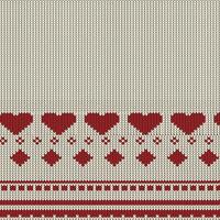 vermelho coração tricotado padronizar para namorados conceito.festivo suéter Projeto. desatado tricotado padrão, suéter Ilha justa roupas branco e azul textura vetor ilustração