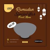 Ramadã especial iftar Comida cardápio Projeto e social meios de comunicação postar modelo vetor