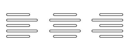 texto alinhamento ou texto alinhar conjunto com esquerda, certo, Centro e justificar linha arte ícones para apps e sites vetor