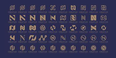coleção do inicial carta n logotipo Projeto modelo. vetor