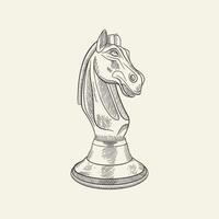 mão desenhado xadrez cavalo ilustração vetor
