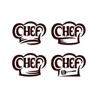 conjunto do chefe de cozinha letras com chefe de cozinha chapéu logotipo vetor. chefe de cozinha tipografia, esboço estilo logotipo Projeto modelo. vetor
