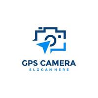 GPS Câmera logotipo Projeto modelo. abstrato combinação do Câmera com navegação PIN ícone vetor. conceito do Lugar, colocar para fotografia. plano estilo para gráfico projeto, logotipo, rede, ui. vetor