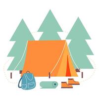 eco viagem. verão acampamento poster plano estilo, vetor ilustração. estude natureza, Salve  meio Ambiente