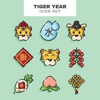 conjunto de ícones do ano do tigre vetor