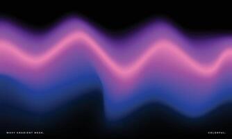 vibrante onda gradiente em Sombrio fundo. colorida borrado ondulado gradiente malha fundo cópia de espaço. abstrato fluido cor gradação pano de fundo modelo cópia de espaço. vetor