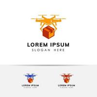 design de logotipo de serviço de entrega rápida de drones vetor