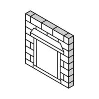 parapeito parede construção casa isométrico ícone vetor ilustração