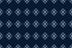 tradicional étnico motivos ikat geométrico tecido padronizar Cruz ponto.ikat bordado étnico oriental pixel marinha azul fundo. resumo,vetor,ilustração. textura, lenço, decoração, papel de parede. vetor