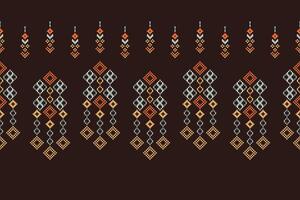 tradicional étnico motivos ikat geométrico tecido padronizar Cruz ponto.ikat bordado étnico oriental pixel Castanho fundo. resumo,vetor,ilustração. textura, lenço, decoração, papel de parede. vetor