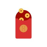 chinês Angpao vetor ilustração. tradicional vermelho envelope com moedas, dinheiro para chinês Novo ano, aniversário, Casamento e de outros feriados. plano ilustração.