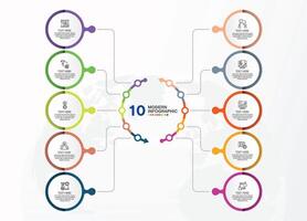 moderno infográfico com 10 passos e o negócio ícones para apresentação. vetor