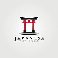 torii portão logotipo projeto, japonês tradicional portão vintage logotipo, simples Projeto vetor