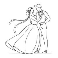 uma Casamento vetor linha arte desenhando ilustração.