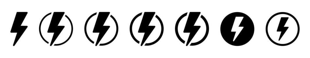 raio, elétrico poder vetor ícone. energia e trovão eletricidade símbolo. relâmpago parafuso placa dentro a círculo. poder velozes Rapidez logotipo.