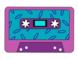 retro vintage audio música cassete com magnético fita. roxa e azul cores. abstrato Projeto dentro anos 90, anos 80, Anos 70 estilo. vetor plano ilustração.