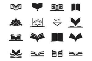 aberto livro logotipo ou crachá dentro livraria conceito dentro vintage ou retro estilo vetor