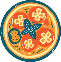 isolar pizza plano estilo em fundo vetor