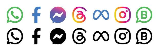 meta social meios de comunicação logotipos ícone conjunto vetor