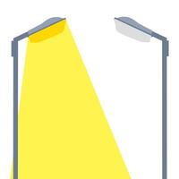 elétrico rua luz postes estão em com amarelo luzes e quebrado rua luz postes com luzes desligado. rua luz ícone isolado em branco fundo. vetor ilustração