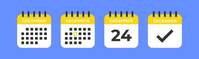 calendário ícone. dezembro mês, 24 dia. importante data. cronograma feito. Verifica marca gráfico. evento dia. data limite tempo. vetor ilustração.