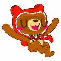 ilustração em vetor urso bonito, capa vermelha urso feliz pose