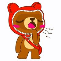 ilustração em vetor urso bonito, capa vermelha urso chato pose