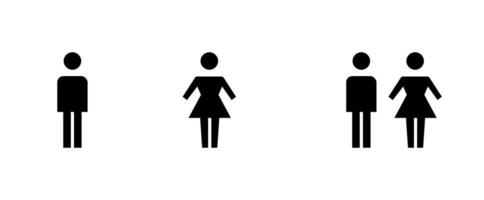 masculino e fêmea banheiro e Sanitário placa. homem e mulher silhueta. Sanitário porta pictogramas plano ícone para apps e sites. editável vetor ilustração.