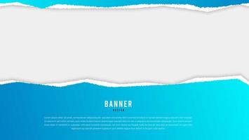 modelo de banner com moldura abstrata gradiente azul rasgado papel rasgado