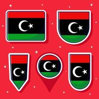 Líbia nacional bandeira desenho animado vetor ilustração ícone mascote agrupar pacotes