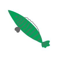 desenho de peixe verde bonito, doodle. ilustração vetorial. vetor