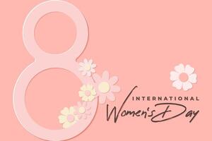 8 marcha fundo. internacional mulheres dia floral decorações dentro papel arte estilo. vetor