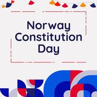 feliz nacional constituição dia do Noruega dentro moderno geométrico estilo. quadrado bandeira para social meios de comunicação e Mais com tipografia. ilustração do feliz norueguês constituição dia vetor