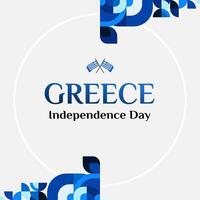 Grécia independência dia bandeira dentro moderno geométrico estilo. quadrado bandeira para social meios de comunicação e Mais com tipografia. ilustração para nacional feriado celebração Festa. feliz grego independência dia vetor