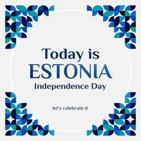 feliz Estônia independência dia bandeira dentro moderno geométrico estilo. quadrado bandeira para social meios de comunicação e Mais com tipografia. vetor ilustração para nacional feriado celebração Festa.