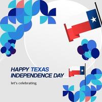 texas independência dia bandeira dentro colorida moderno geométrico estilo. quadrado cumprimento cartão cobrir feliz nacional independência dia com tipografia. vetor ilustração para nacional feriado celebração festa