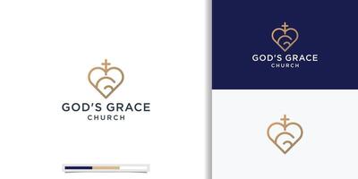 símbolos do cristandade e carta g amor linha forma logotipo Projeto. Deuses graça logotipo inspiração logotipo. vetor