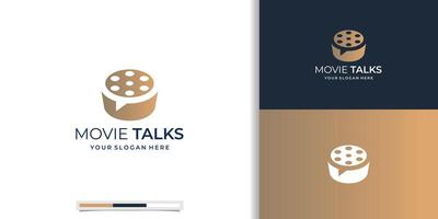 filme conversa logotipo, cinema fórum ícone, filme lista combinar com bolha discurso logotipo conceito inspirações. vetor