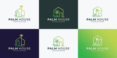 conjunto do minimalista Palma casa logotipo modelo inspiração. vetor