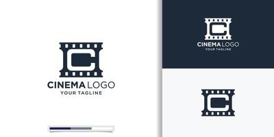 inicial carta c com filme listras para filme Produção logotipo Projeto inspirações vetor