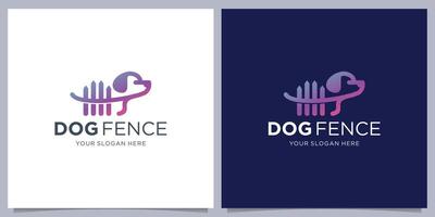 cachorro abrigo e cerca casa logotipo Projeto para animal amante e gradiente cor branding vetor